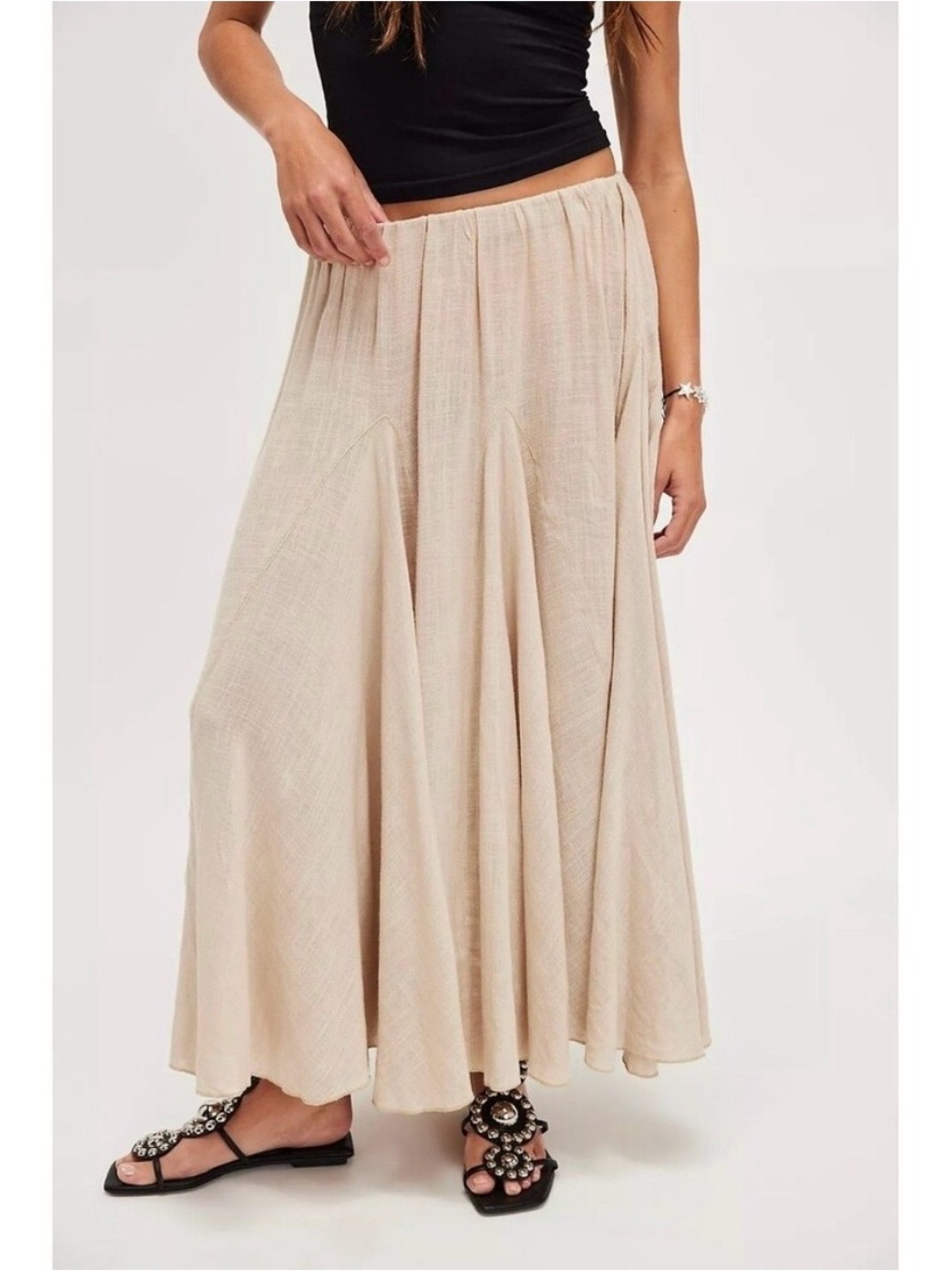 Free People Madras That Solid Linen Maxi Skirt - Picture 6 of 6